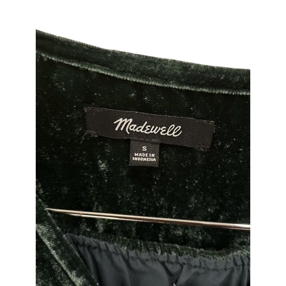 Madewell Women’s Dark Green Velvet Wrap Top & Wide-Leg Pants Set – Size S - Picture 2 of 14